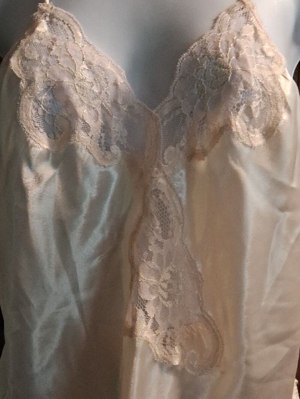 Vintage 80's,Silky, Lace Trim, Women's Ivory Sleep Cami Set - Picture 3 of 5